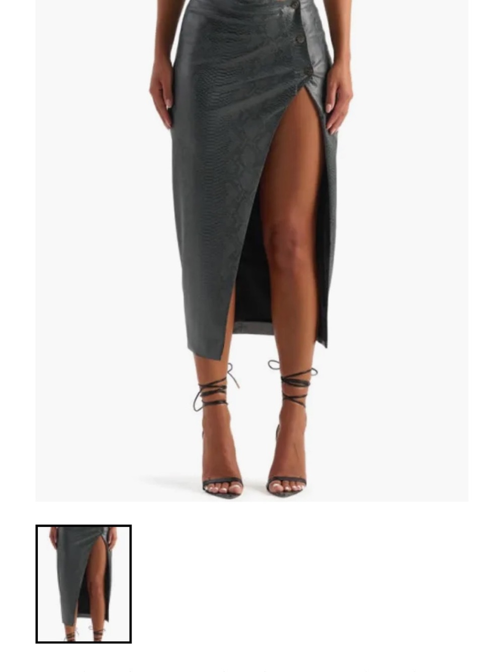 Naked Wardrobe Faux Leather Snakeskin skirt with high slit NWT